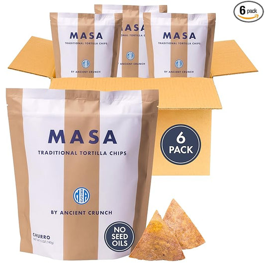 MASA Tortilla Chips - Churro Chips - No Seed Oil Snacks - Corn TortillaChips - Made with Grass Fed