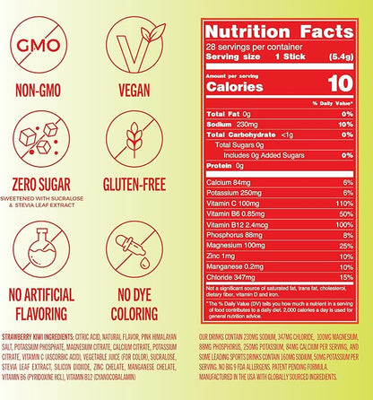 TREVI™ Sugar Free Electrolytes - Drink Mix Hydration Powder Packets - 28 Count - Strawberry Kiwi