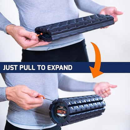 Morph Foam Roller (Bravo-Sage): Collapsible Travel Foam Roller for Pain Relief, Workout Muscle Recovery, Back Massager, Deep Tissue Leg Massage, Back Cracker, Stretcher; Small, Portable