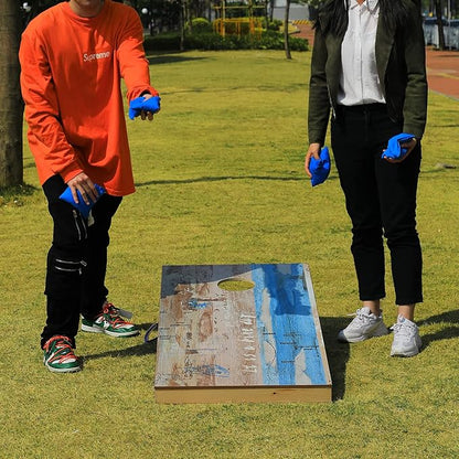 Solid Wood Premium Cornhole Game Set, Bean Bag Toss Game for Tailgate, Outdoor, Backyard - Professional Portable Cornhole Boards & Set of 8 Cornhole Bean Bags (Junior, Tailgate, Regulation Size)