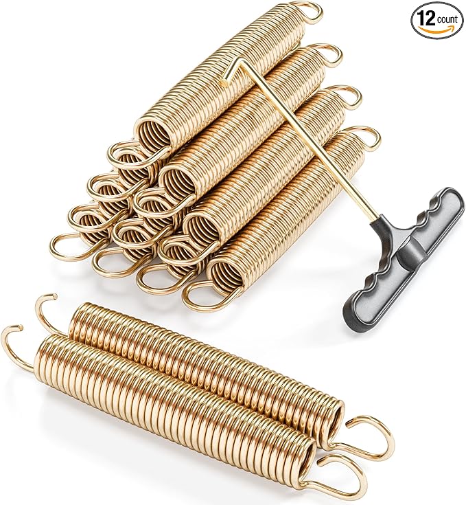 Trampoline Springs Heavy Duty with Swivel & Straight Hooks, Stainless Steel Trampoline Accessories Ideal Spring Replacement, Includes T-Hook Tool