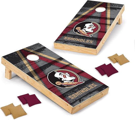 Wild Sports NCAA College 2' x 4' Wood Direct Print Tournament Cornhole Set, 8 Bean Bags, Vintage