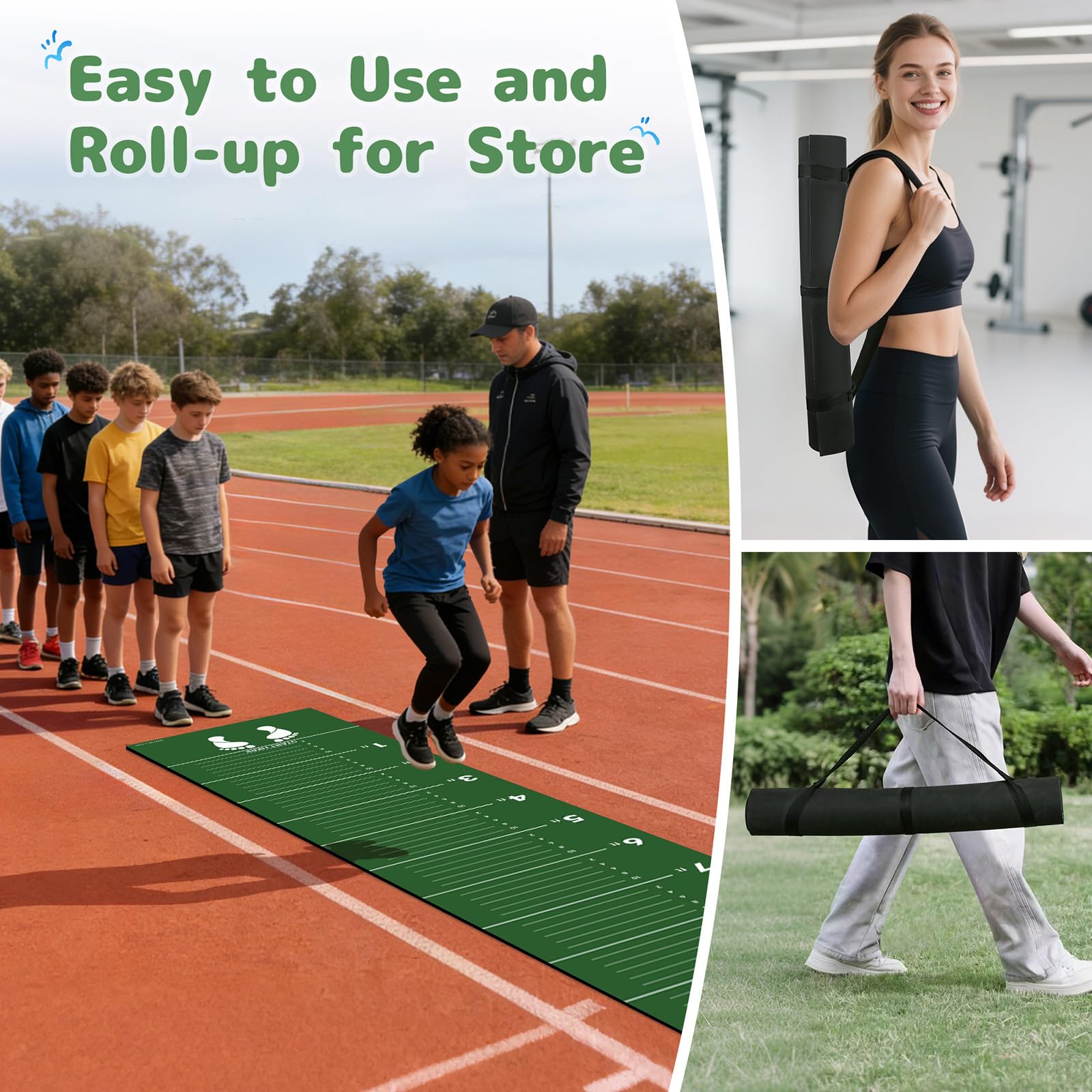 Newzela Broad Jump Measurement Mat for PE, Coaches and Track Jump Training