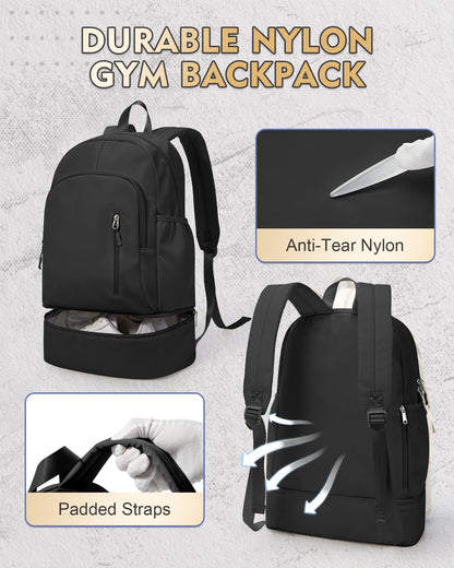 VENATIN Gym Backpack for Women Men,Cheer bag,Lightweight Gym Bag with Shoe Compartment, Waterproof