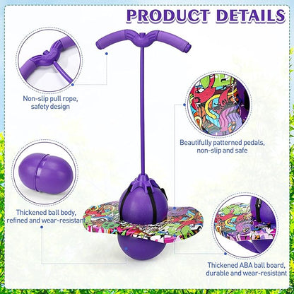 Layhit 2 Pcs Pogo Jumper with Handle for Kids Pump Pogo Ball Stick Jumper Balance Bounce Ball with Pump and Strong Grip for Adults Teen Indoor Outdoor