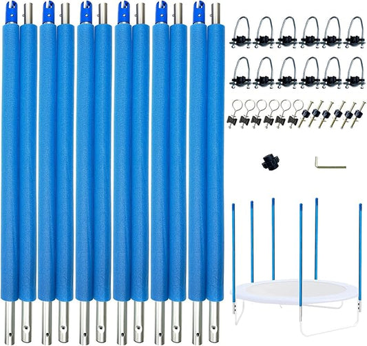 Universal Trampoline Replacement Enclosure Poles Come with Clamps, Screws and Bolts, Plactic Caps