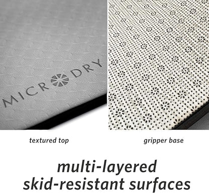 MICRODRY Deluxe Fitness Exercise Yoga Mat for Home & Gym, Extra Thick for High Impact Training, Multi Layered Skid Resistant Surface, Odor Neutralizing with Carrying Strap