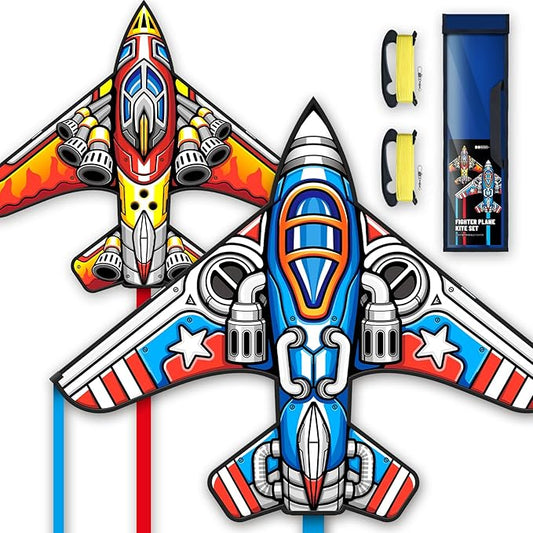 Kite for Ages 8-12, Easy to Fly and Assemble Fighter Plane Kites for Beginner, Single Line String