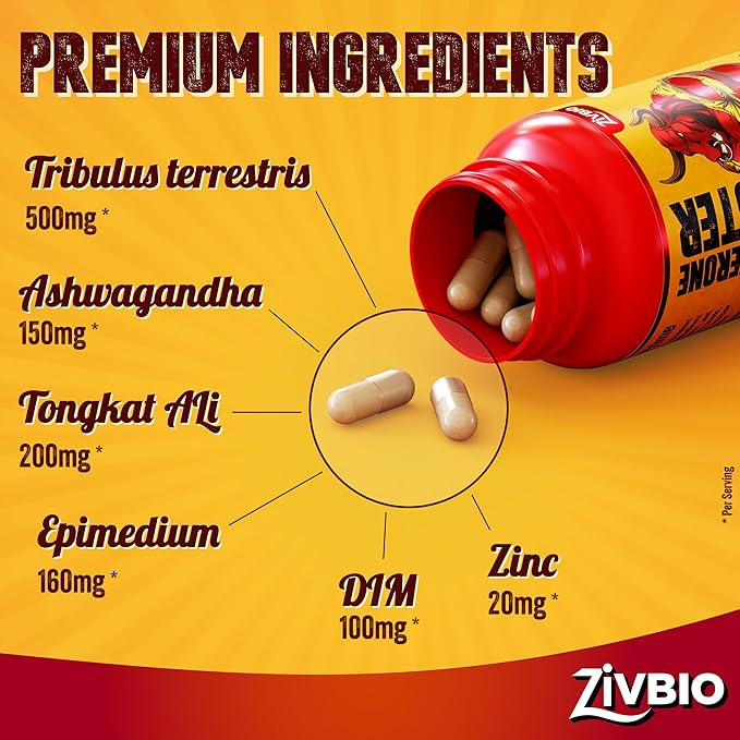 Testosterone Booster Supplement for Men - Ashwagandha, Tongkat Ali, DIM, Zinc, Tribulus & More - Workout, Muscle Builder, Energy, Libido, Strength - Male Enhancing Total Test Boost Pills - 30 Servings