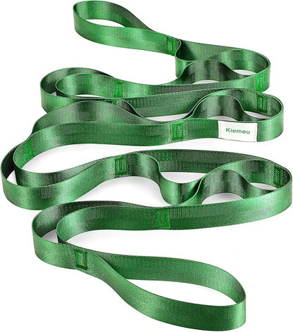 Stretch Strap With Loops For Physical Therapy, Yoga Straps For Stretching With Loops, Non-elastic Leg Straps For Knee Rehab, 8 ft Long x 1.2 inch Wide