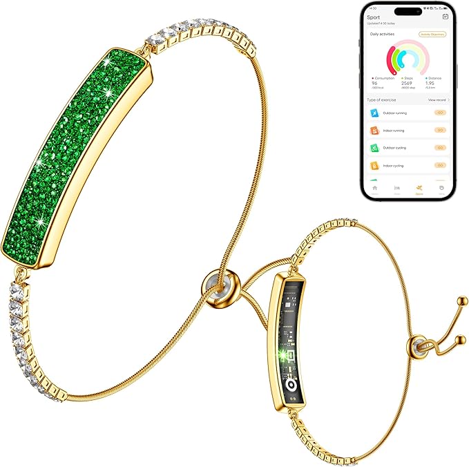 Sleep & Fitness Tracker with 2 Bands, Stylish & Ultra-Light Smart Bracelet for Women, 24/7 Heart Rate, Blood Oxygen & Stress Monitor, Waterproof Health Trackers Gifts for Girls, No Subscription（Green）