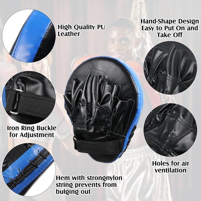 10 In1 Punching Mitts Kick Pad Set Taekwondo Pads Boxing Mitts Focus Pads Boxing Gloves Safety Head Guard Wrist Band for Kickboxing, Karate, Muay Thai, MMA Training