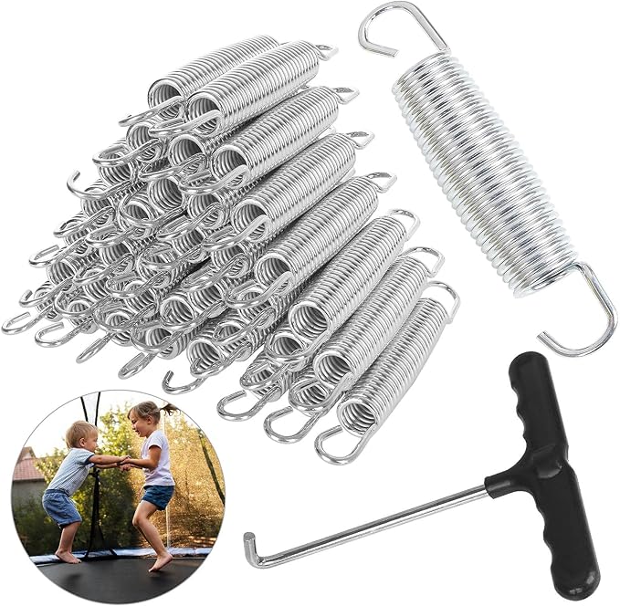 40Pcs 5-1/2” Trampoline Spring Replacement, Stainless Steel Replacement Spring for Trampoline, High Tensile Silver Wire Springs Set with Durable T Hook Fit Skywalker JumpKing Upperbounce Skybound