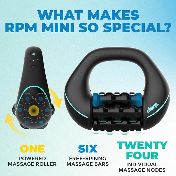 Chirp RPM Mini + XR 4" Wheel Bundle - Rolling Percussive Massager and Foam Roller Wheel, Supports Deep Tissue Massage and Neck Pain Relief