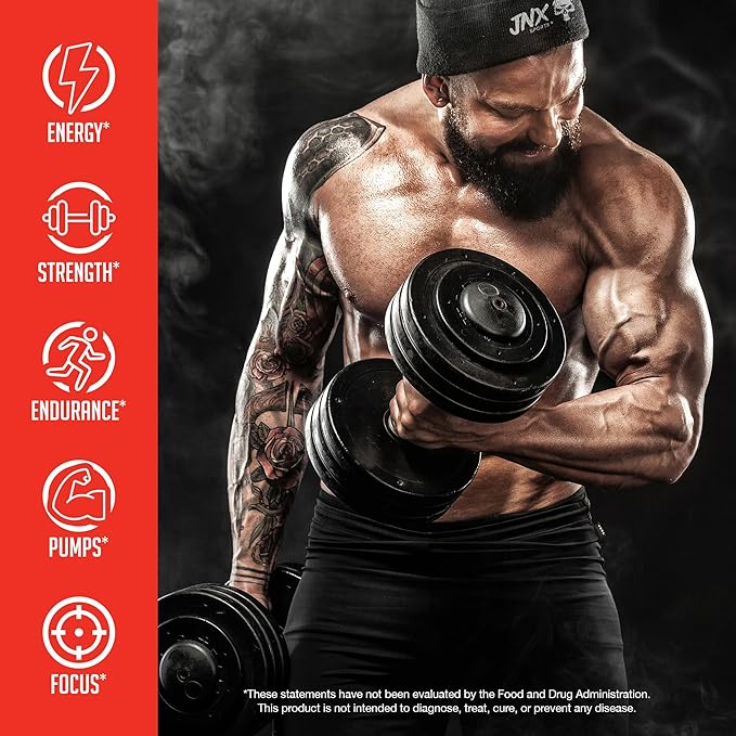 JNX SPORTS The Curse! Pre Workout Powder for Men & Women, Caffeine, Beta-Alanine, Creatine, L-Citrulline, 50 Servings, Strawberry Kiwi Flavor ??Boost Energy, Strength & Focus