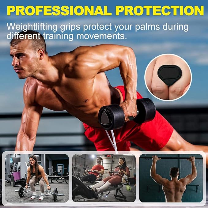 Ergonomic Anti-Slip Weightlifting Grip Pads,Secured Finger Clip Gym Hand Gloves Protectors for Men & Women,Non-Slip Palm Support for Dumbbells & Barbells (Black/RED/Grey/Pink)