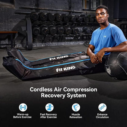 FIT KING Cordless Recovery System, Professional Air Compression Massager, Reduces Muscle Pain and Improves Circulation, Warm-up and Fast Recovery for Athletes, Zone Massage Optional (Medium)