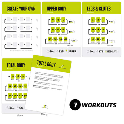 Battle Rope Exercise Cards for Home Workouts, Set of 62 - with Guided Strength Training Workout