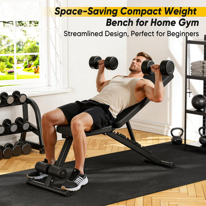 Adjustable Weight Bench for Home Gym, 600LBS Capacity Foldable Workout Bench with 7 Backrest