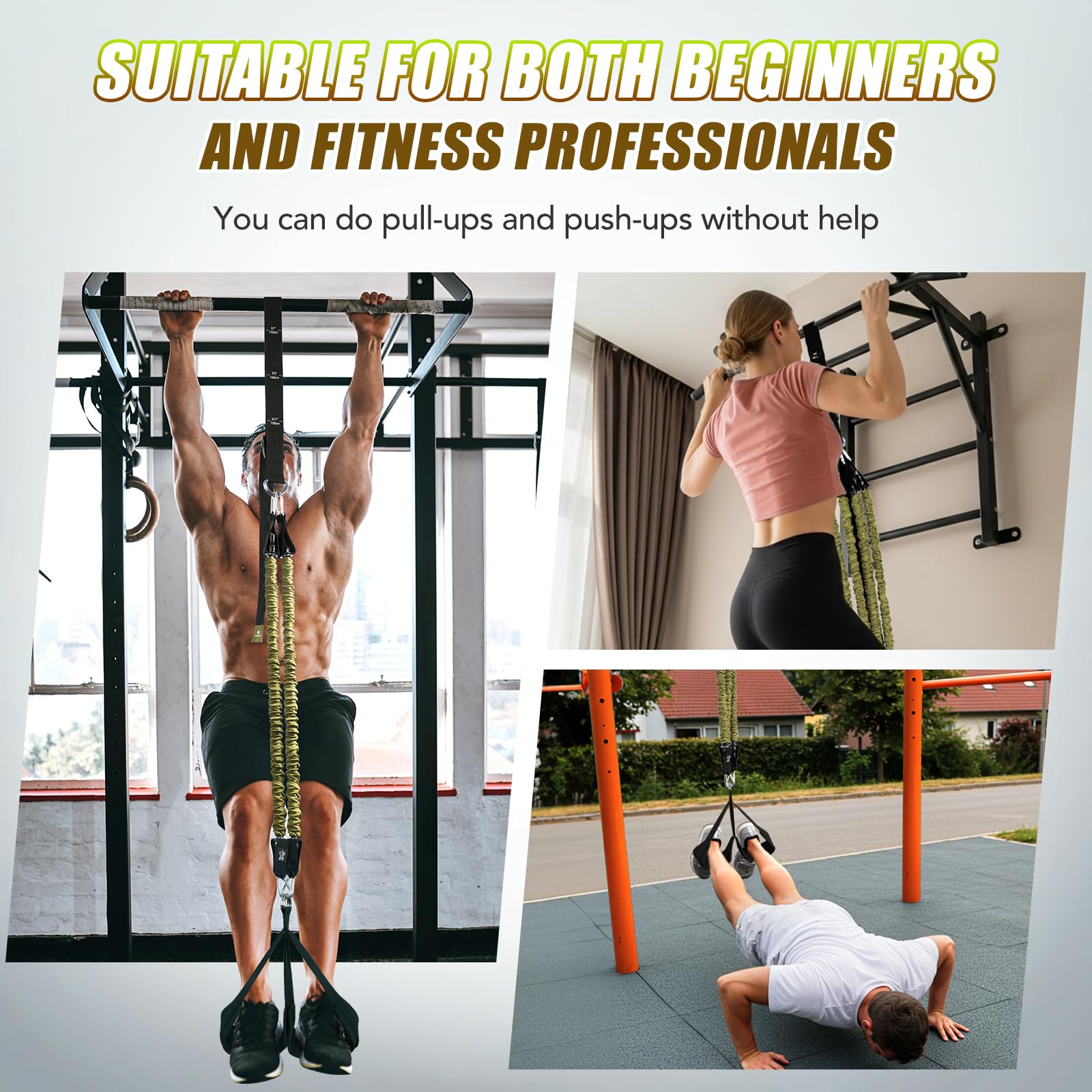 ALongSong Pull Up Assistance Bands with Foot Support Pedal Upgraded Heavy Duty Resistance Bands