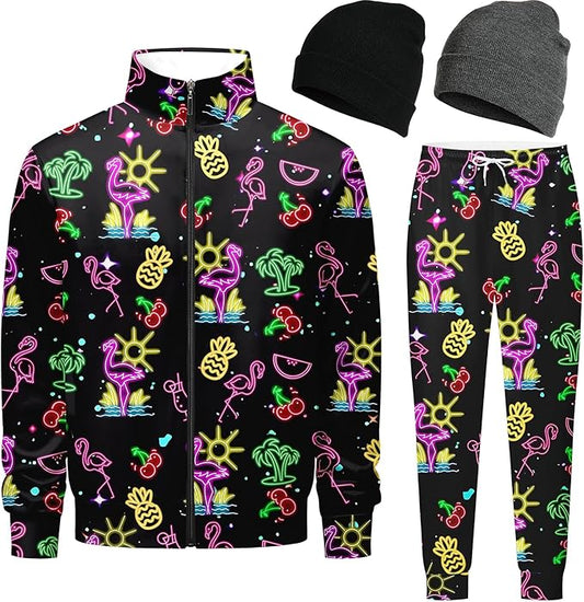 DOOPCCOR Men Track Suits Sets 80s outfit for men tracksuits sweatsuits 2 Piece sets Zip Casual