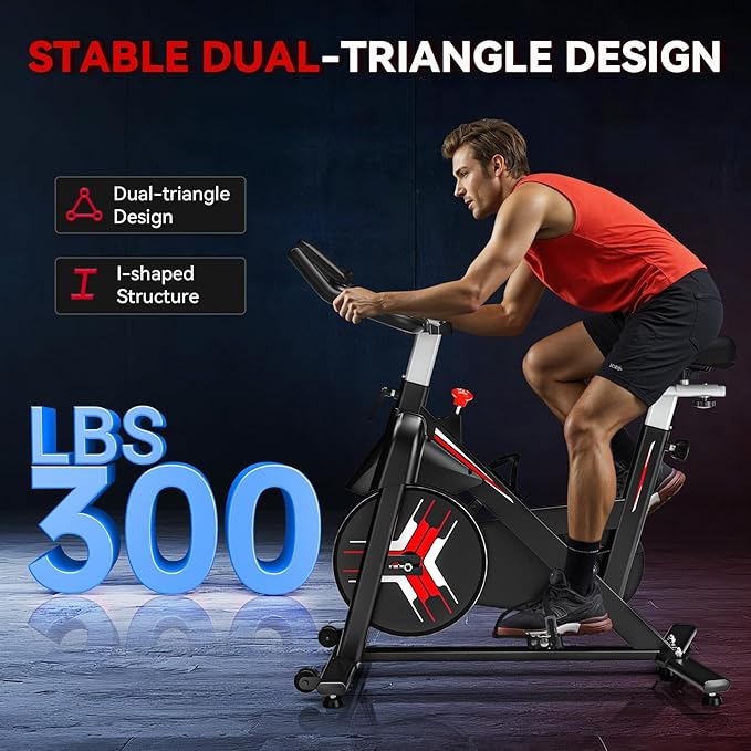 Exercise Bike, WENOKER Stationary Bike for Home, Indoor Bike with Whisper Quiet, Heavy Flywheel and Upgraded Digital Display