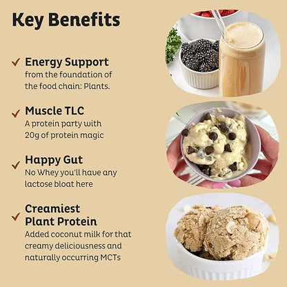 KOS Vegan Protein Powder Erythritol Free, Vanilla USDA Organic - Pea Protein Blend, Plant Based Superfood Rich in Vitamins & Minerals - Keto, Dairy Free - Meal Replacement for Women & Men, 28 Servings