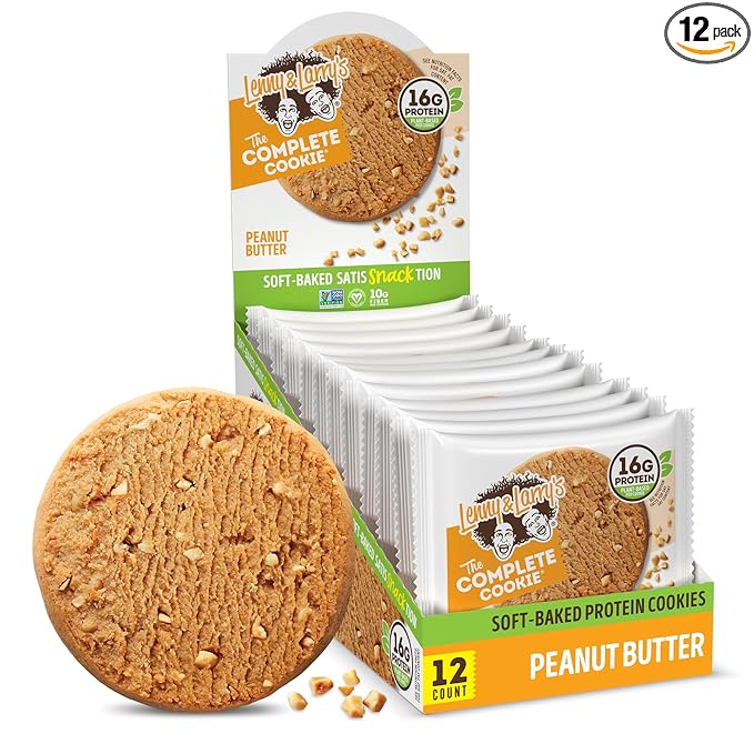 Lenny & Larry's The Complete Cookie, Peanut Butter, Soft Baked, 16g Plant Protein, Vegan, Non-GMO, 4 Ounce Cookie (Pack of 12)