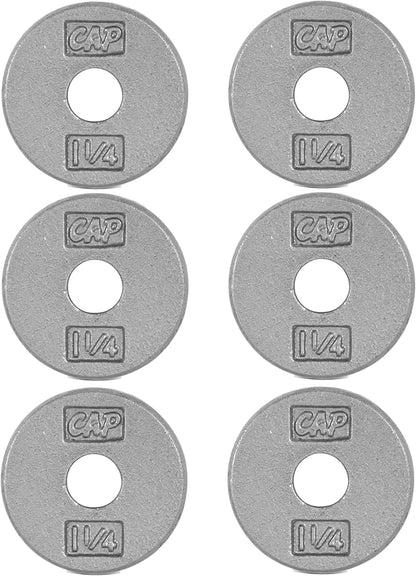 CAP Barbell Standard 1-Inch Cast Iron Weight Plates - Singles & Sets | 1.25-50 lbs | Multiple Options