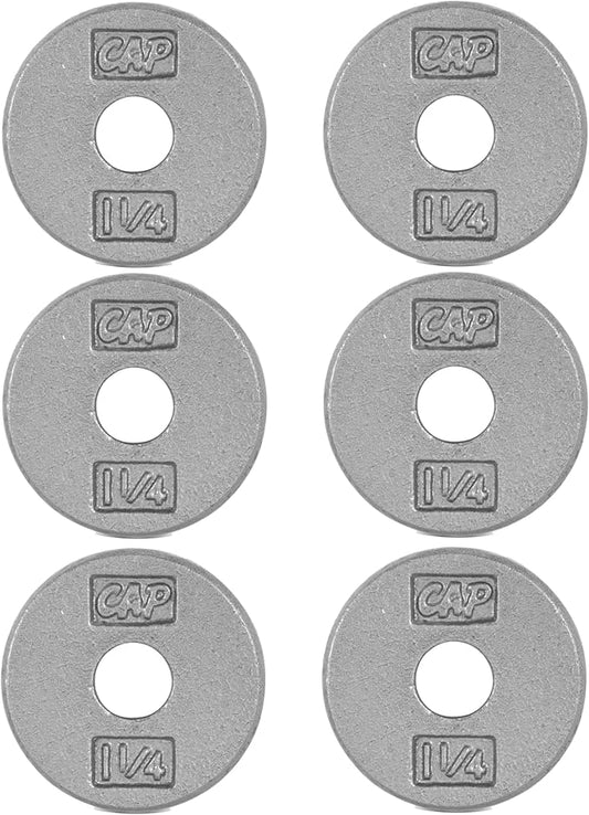 CAP Barbell Standard 1-Inch Cast Iron Weight Plates - Singles & Sets | 1.25-50 lbs | Multiple Options