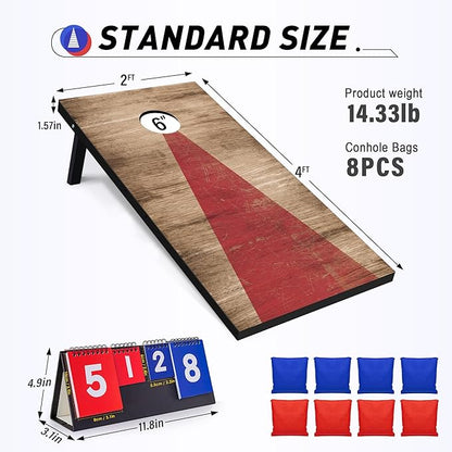 4x2 Ft Cornhole Boards Set, Premium Regulation Size Cornhole Boards with 8 All-Weather Bean Bags, Carrying Case and Scoreboard