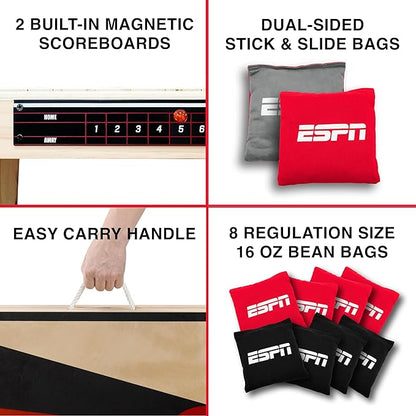 ESPN Cornhole Board Set Includes Bean Bags and Travel Case, Ideal for Kids Games, Family Games, and Outdoor Games
