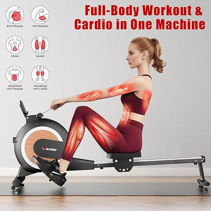 Rowing Machine, Magnetic Rowing Machine for Home, Upgraded 32-Levels Quiet Resistance with Smart Electronic Knob, 350 LBS Weight Capacity, Compact Rower Machine Easy Assembly, App Supported