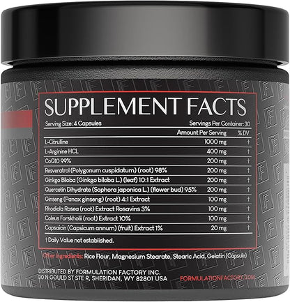 Heart of Steel: 10-in-1 Metabolic Maximizer Nitric Oxide Supplement, Blood Pressure Support, L Arginine, L Citrulline Natural Pre-Workout: Energy Management 120 Count