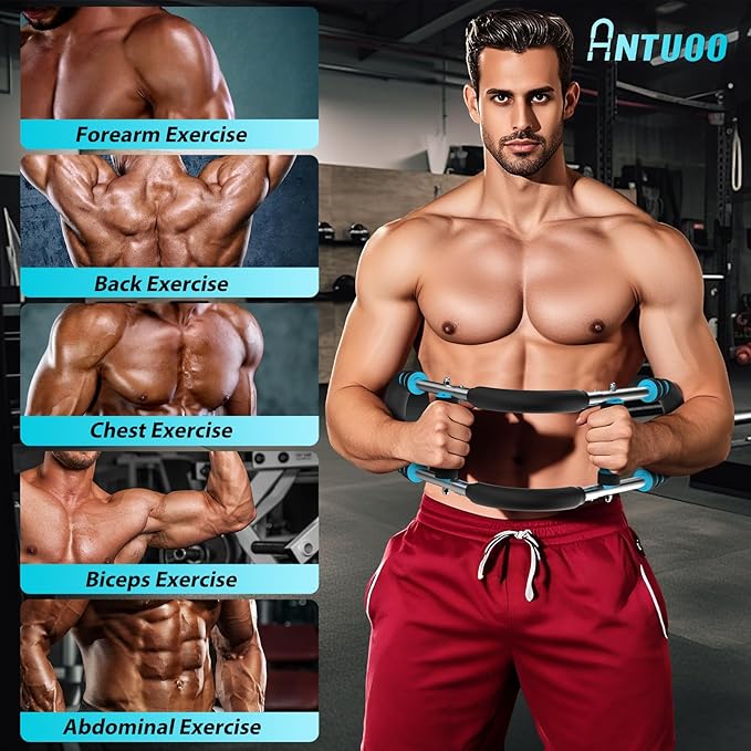 Twister Arm Trainer, 60-100lb Adjustable Chest Workout Bar, Power Twister Arm Trainer for Men, Chest Workout Equipment, Forearm Strengthener Arm Trainer