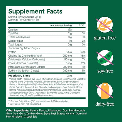 Nutranelle - Plant Based Protein Powder - 25 g Vegan Protein Powder with 30 Servings - Blended Rice & Pea with Superfoods & Amino Acids - Zero Sugar - Vanilla