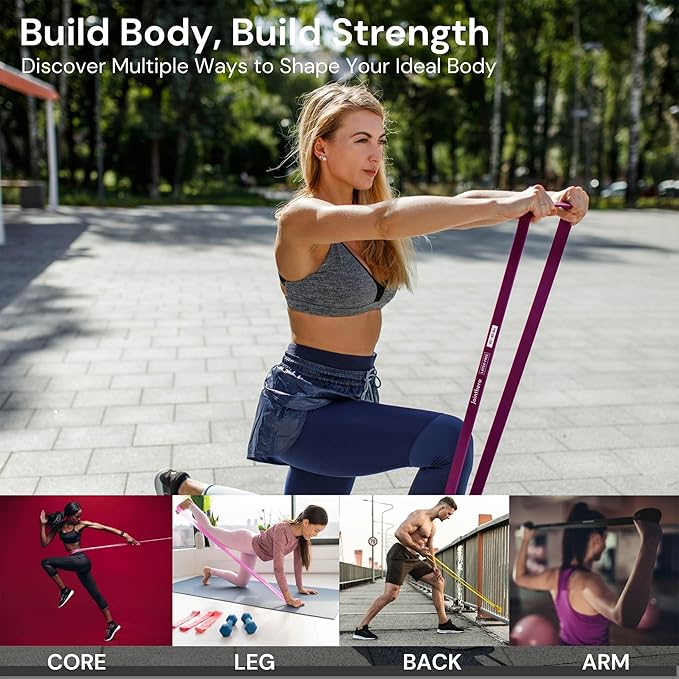 Premium Latex Free Resistance Bands for Working Out - Set of 5 + Carrying Bag | Non Latex Pull Up Loop Workout Bands Resistance for Women and Men | Stretching, Exercise and Muscle Training