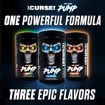 JNX SPORTS The Curse! Pump ??Stim-Free Pre-Workout | Blue Raspberry 40 Serves | Caffeine-Free Pump Pre Workout, Non-Stim Nitric Oxide Preworkout for Men & Women