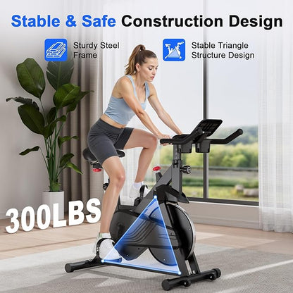 Superun Exercise Bike, Stationary Bikes for Home Gym with 32-Level Magnetic Resistance, 300LBS Capacity Indoor Cycling Bike with Comfortable Seat, LED Display