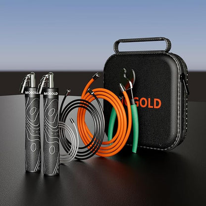 Weighted Jump Rope for Men Women -Interchangeable 1/5lb 1/4lb 1/2lb Heavy jump ropes - 360 Degree Spin - Length Adjustable,Ergonomics Leather Grip Skipping Rope for Fitness Weight Loss & More