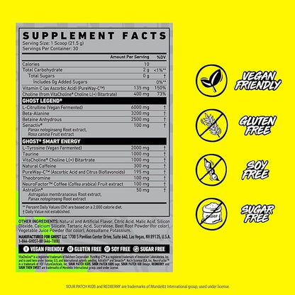 GHOST Legend Pre-Workout Powder, SPK Redberry - 30 Servings ??Pre-Workout for Men & Women with Choline, L-Citrulline, & Beta Alanine for Energy & Focus