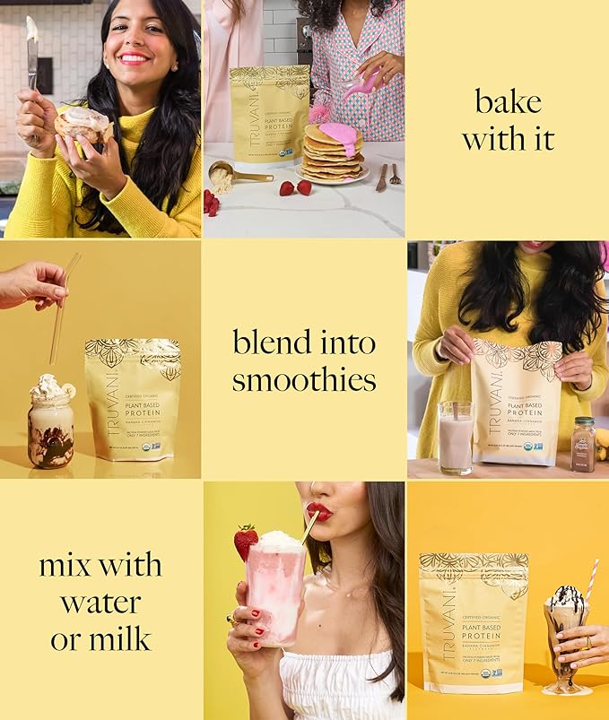 Truvani Vegan Pea Protein Powder | Banana Cinnamon | 20g Organic Plant Based Protein | 1 Serving | Keto | Gluten & Dairy Free | Low Carb | No Added Sugar