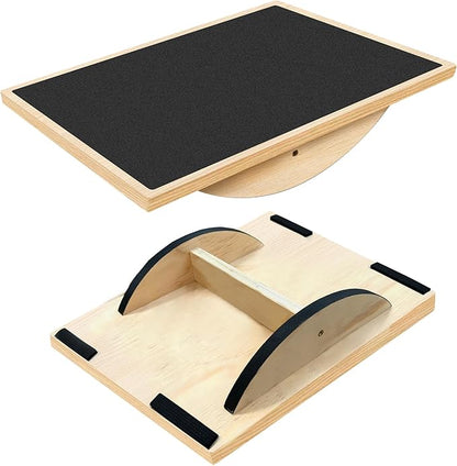 Balance Board Professional Wobble Board for Adults Anti-Slip for Physical Therapy Standing Desk Core Strength Wooden Rocker Board(350LBS)