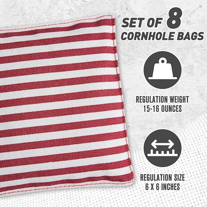 Cornhole Bags Set of 8 Regulation Corn Hole Bean Bags for Cornhole Game, Professional Weather Resistant Corn Hole Bags with Tote Bag