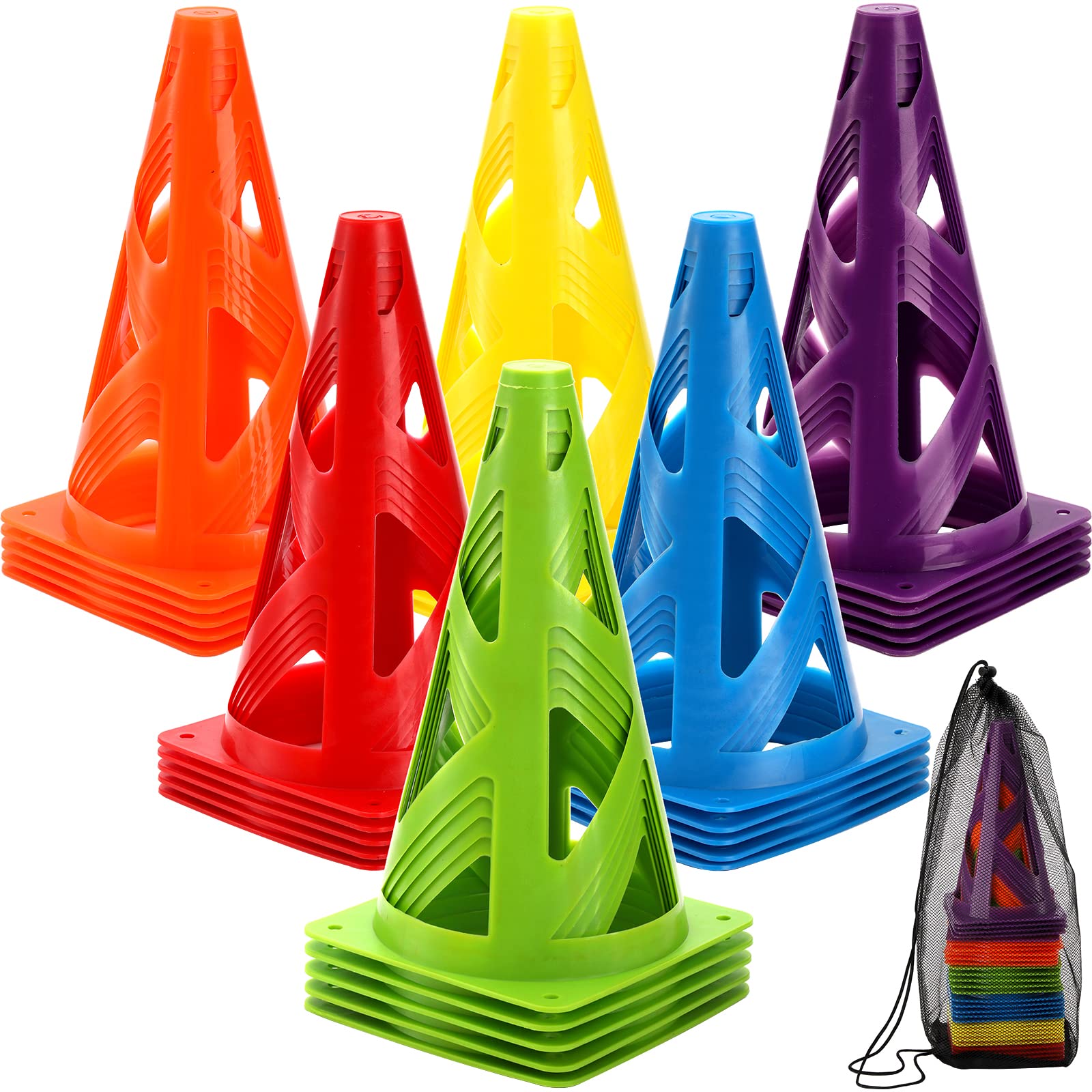 ZEAYEA 30 Pack Agility Training Sport Cone, 9 Inches Soccer Cones with Carry Bag, Basketball