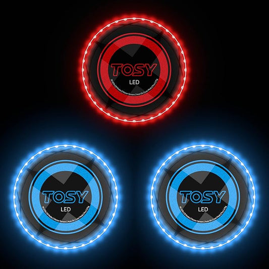 TOSY Bundle of 3-2X Blue + Red - Flying Disc 36 LEDs, Super Bright, Smart Modes, Auto Light Up, Rechargeable, Cool Fun Christmas, Birthday & Camping Gift for Men/Boys/Teens/Kids, 175g Frisbee