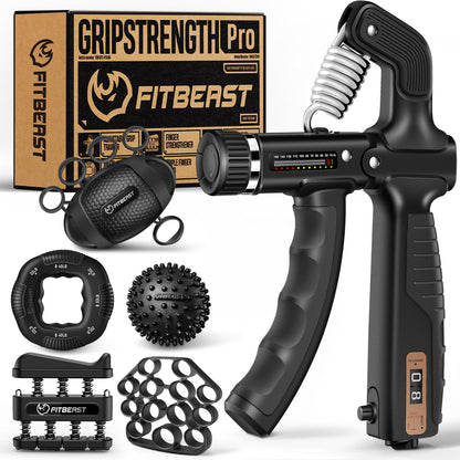 FitBeast Grip Strength Trainer, Hand Gripper Strengthener Kit - 6 Pack with Adjustable Resistance
