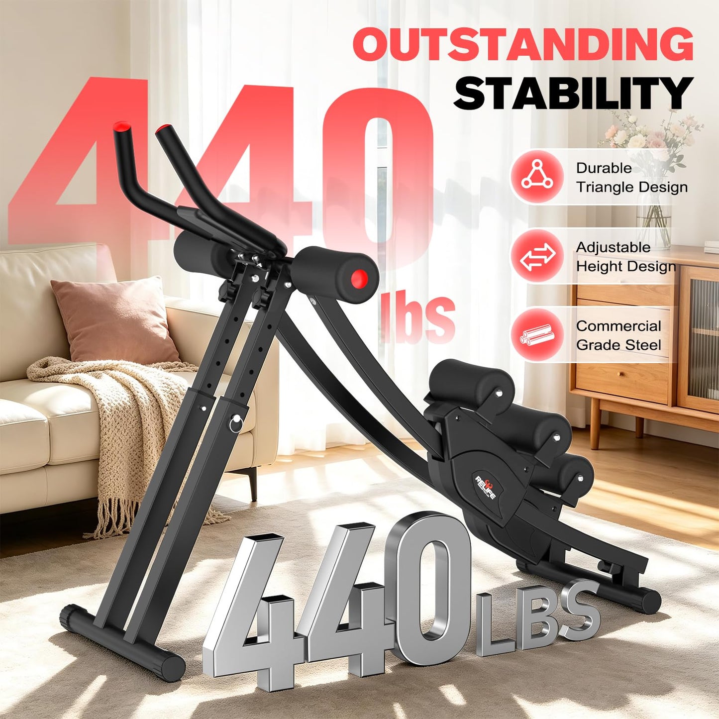 RELIFE REBUILD YOUR LIFE Dual Track Ab Machine, Exercise Equipment