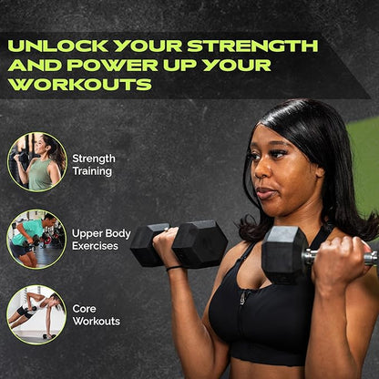 Rubber Coated Dumbbells - No Roll Design Easy-Grip Steel Knurled Handle, Weights Dumbbells Set for Strength Training - Ideal Weights Set for Home Gym - 10-60 LBS SOLD INDIVIDUALLY