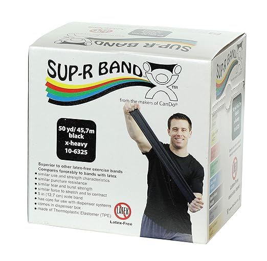 Cando - 1616473 CanDo 10-6325 Sup-R Latex Free Exercise Band, 50 yd Roll, Black-X-Heavy